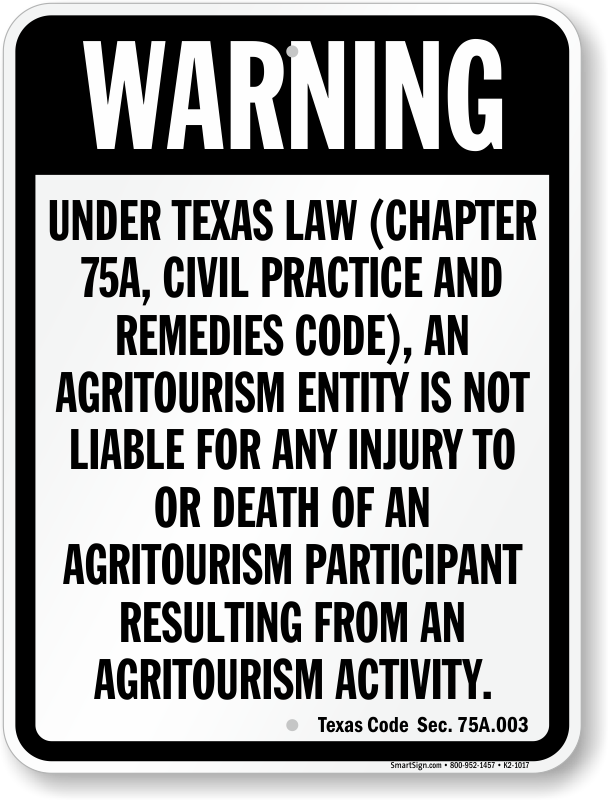 WARNING SIGN CHAPTER 75A, CIVIL PRACTICE AND REMEDIES CODE